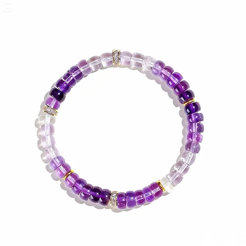 Natural Amethyst bracelet for Anxiety & Calm on white background