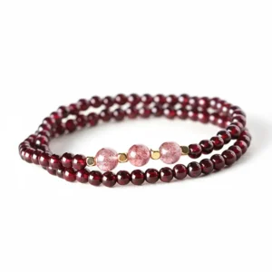 Natural Garnet bracelet for Health & Vitality on white background