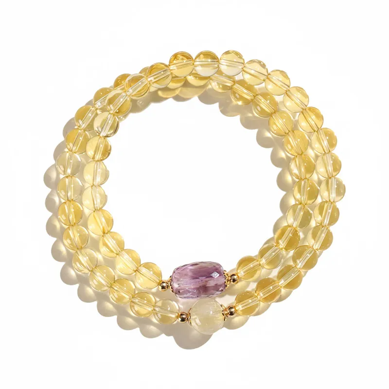1SCDBD05 Natural Citrine bracelet for Wealth & Success on white background