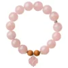 Natural Rose Quartz bracelet with flower charm for Love & Harmony on white background