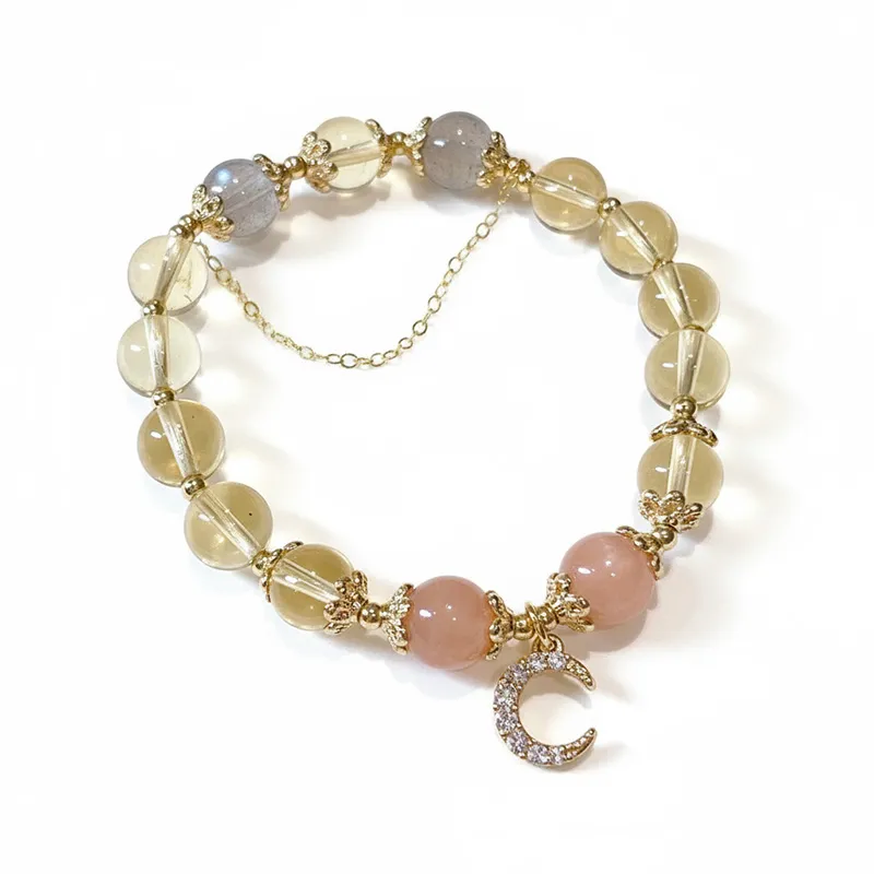 1SCDBD09 Natural Citrine bracelet for Wealth & Success on white background