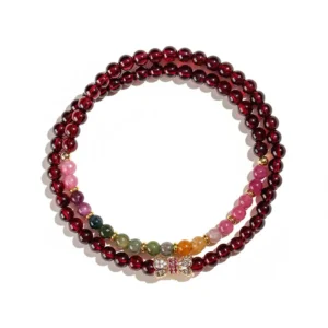 Natural Garnet bracelet for Health & Vitality on white background