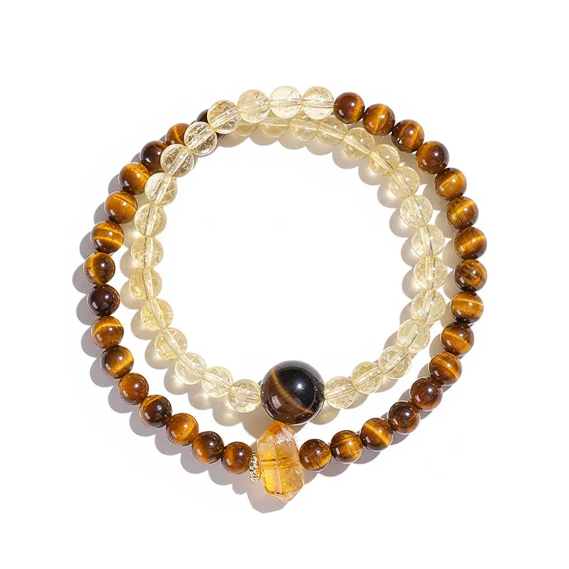 1SCDBD15 Natural Tiger's Eye bracelet for Protection & Grounding on white background