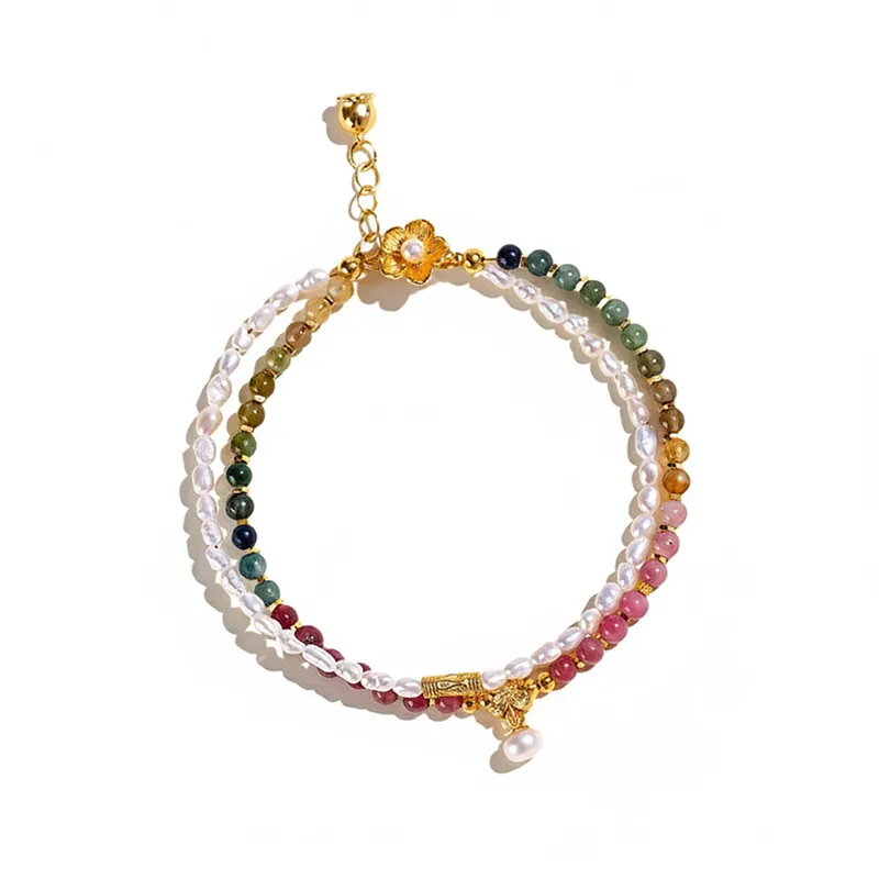Natural Tourmaline bracelet for Protection & Grounding on white background