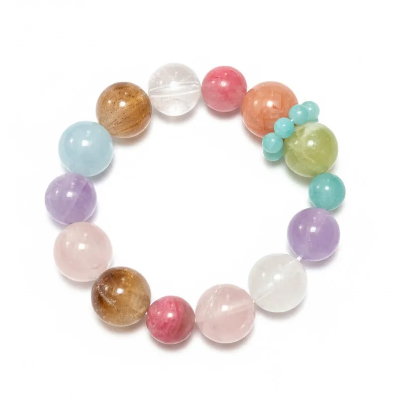 Natural Mixed Gemstone bracelet for Health & Vitality on white background