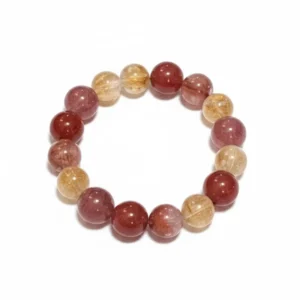 Natural Strawberry Quartz bracelet for Love & Harmony on white background