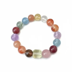 Natural Mixed Gemstone bracelet for Health & Vitality on white background