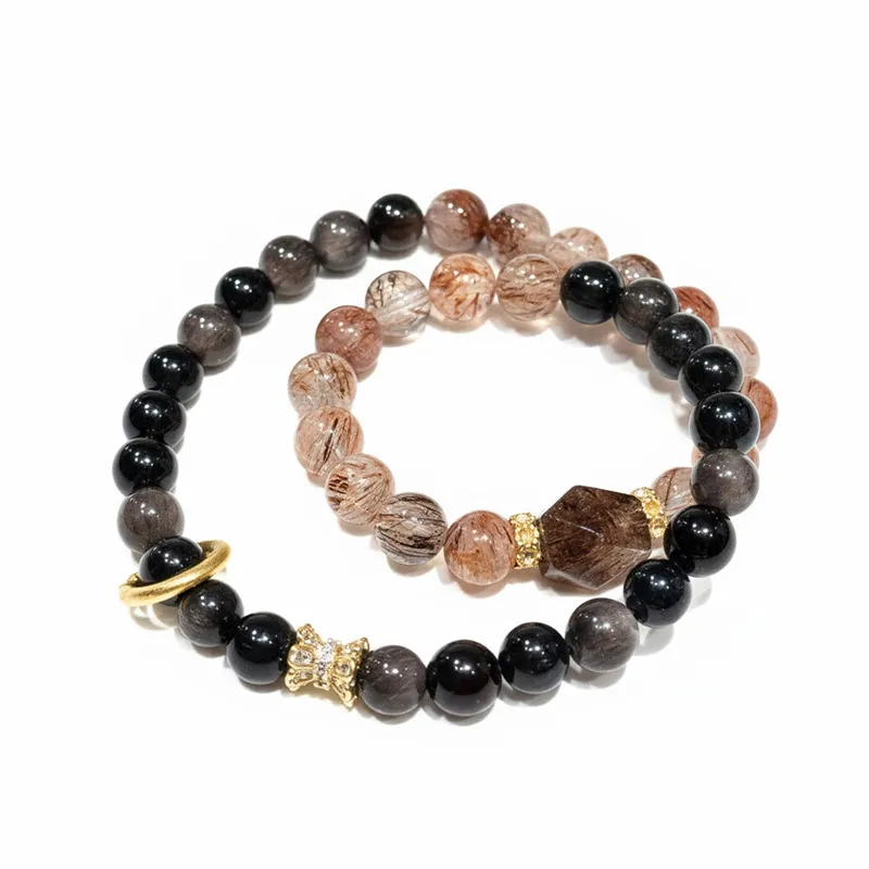 1SCDQS17 Natural Super Seven bracelet for Spiritual & Intuition on white background