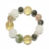 1SCDQS19 Natural Mixed Rutilated & Phantom Quartz bracelet for Health & Vitality on white background
