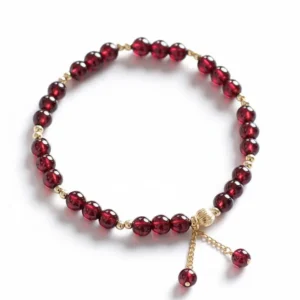 Natural Garnet bracelet for Health & Vitality on white background