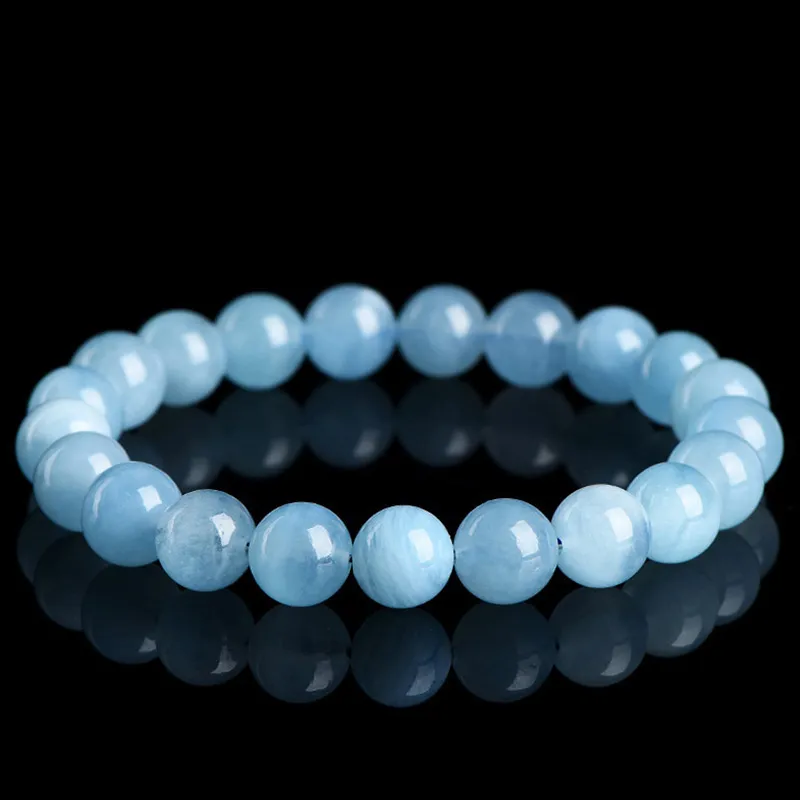 Natural Aquamarine bracelet for Anxiety & Calm on black background