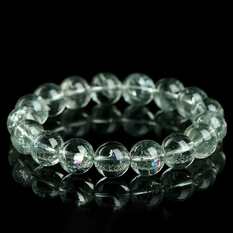 Natural Azeztulite Quartz bracelet for Spiritual & Intuition on black reflective background