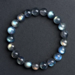 Natural Labradorite bracelet for Spiritual & Intuition on dark grey background