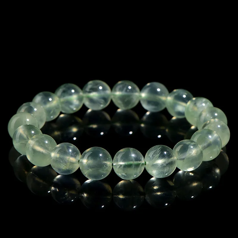 Natural Prehnite bracelet for Love & Harmony on black background