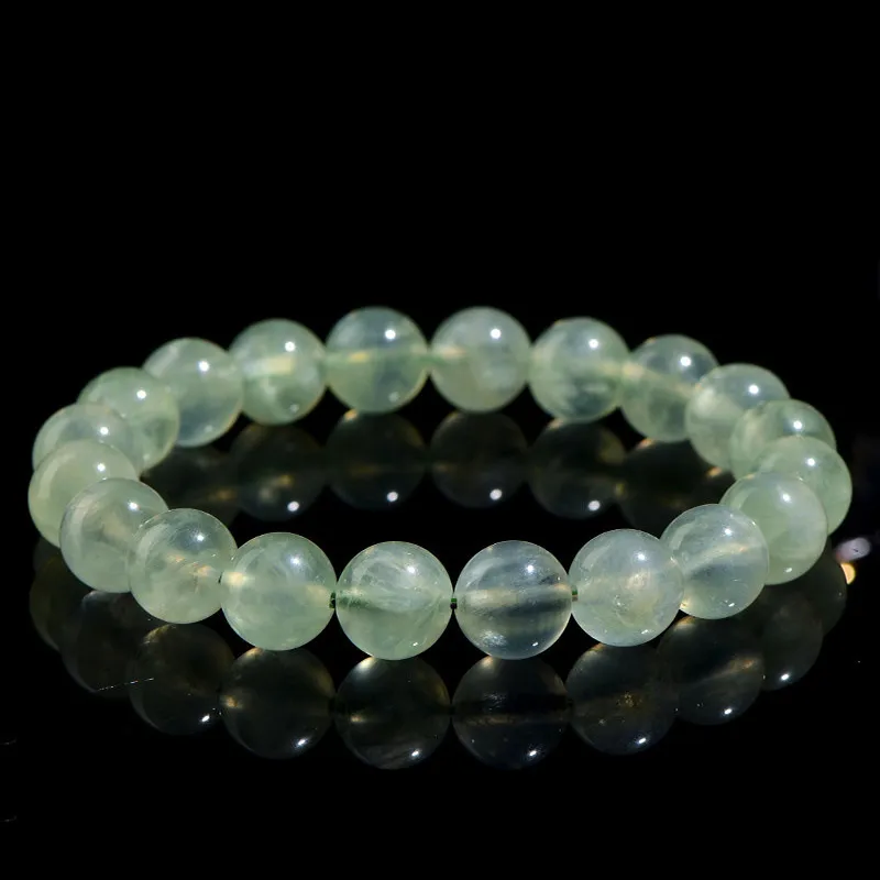 Natural Prehnite bracelet for Love & Harmony on black background