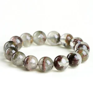 Natural Phantom Quartz bracelet for Wealth & Success on white background