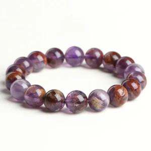 Natural Phantom Quartz bracelet for Wealth & Success on white background