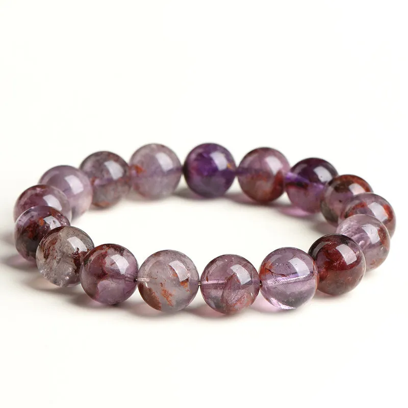 SCPPHAS1 Natural Phantom Quartz bracelet for Wealth & Success on white background