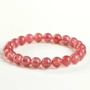 Natural Strawberry Quartz bracelet for Love & Harmony on white background