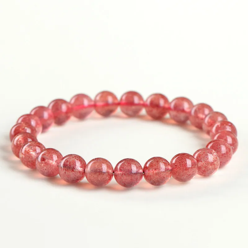 SCPST02E1 Natural Strawberry Quartz bracelet for Love & Harmony on white background