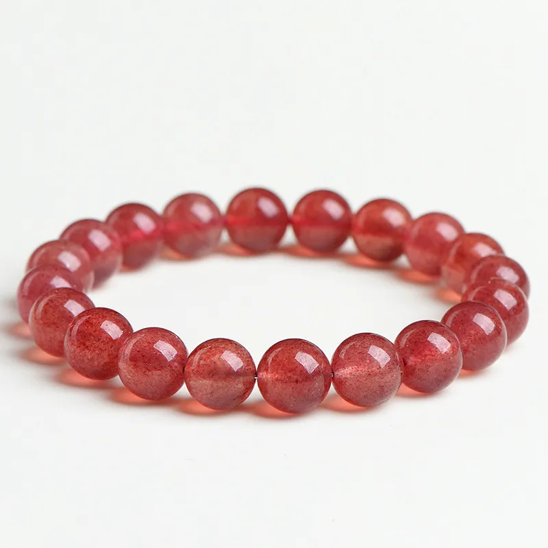 Natural Strawberry Quartz bracelet for Love & Harmony on white background