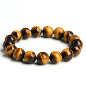 Natural Tiger's Eye bracelet for Protection & Grounding on white background